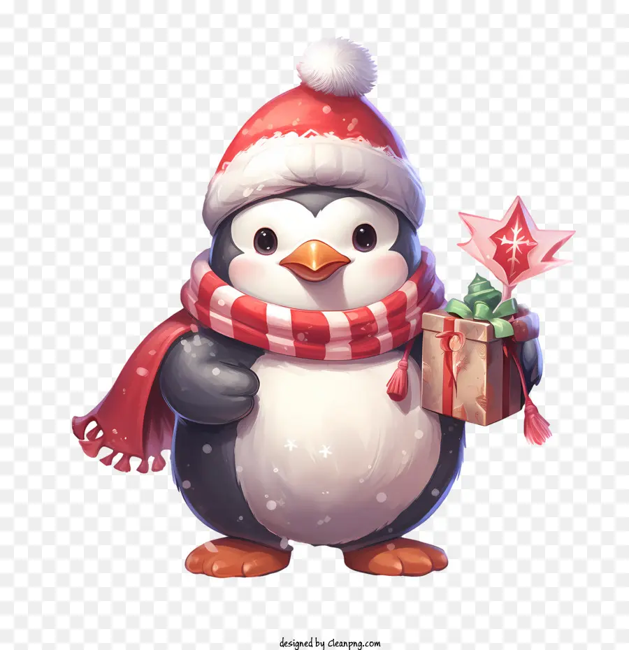 Pingouin De Noël，Pingouin Avec Des Cadeaux PNG