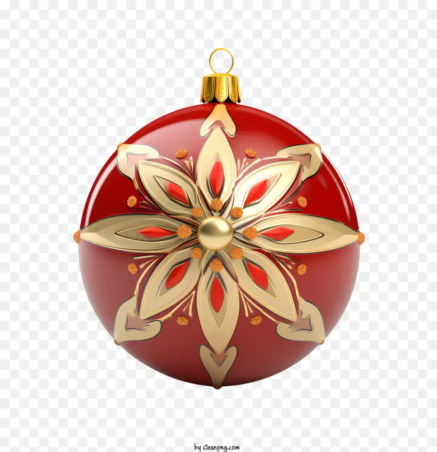 Boule De Noël，Ornement Rouge Et Or PNG