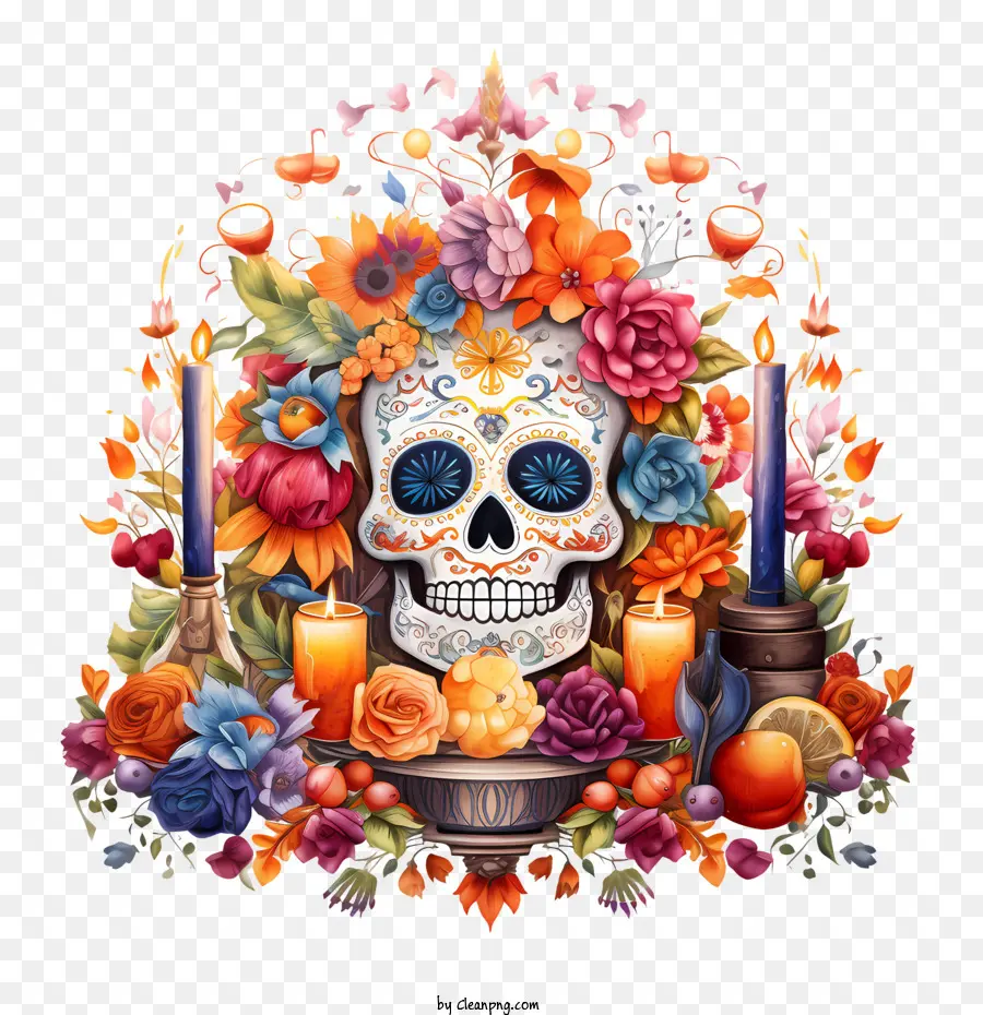 Ofrenda，Crâne Décoré PNG