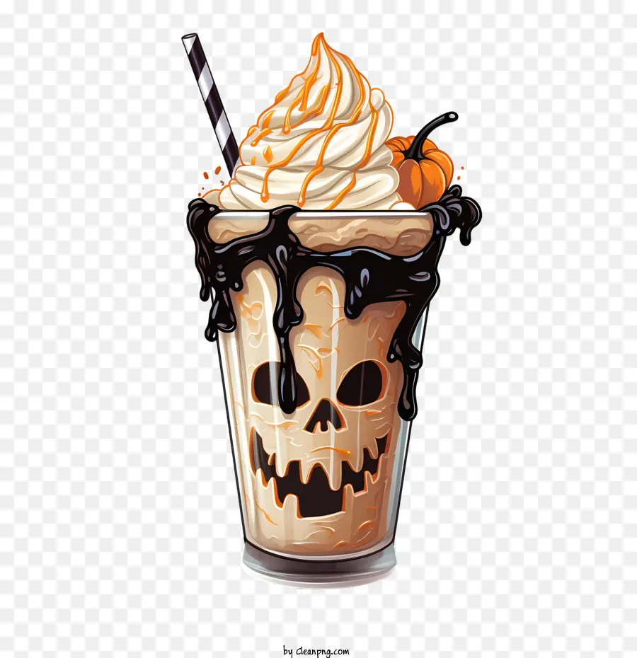 Milkshake D'halloween，Crème Glacée PNG