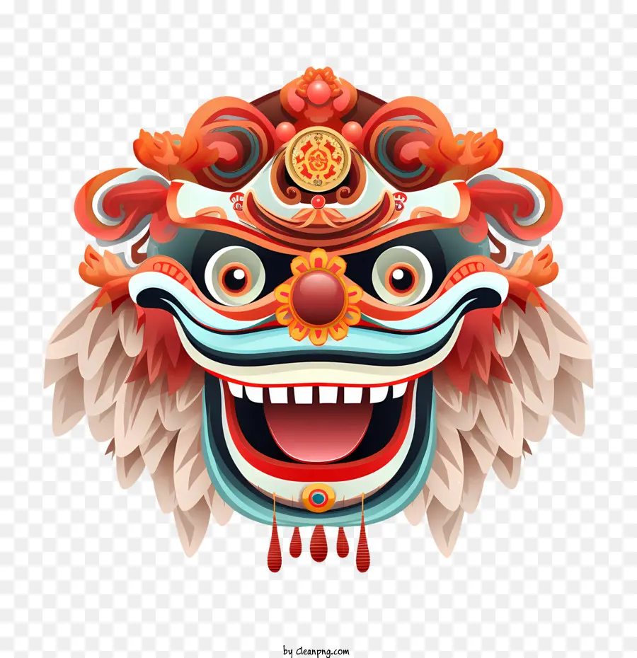 Tête De Danse Du Lion Chinois，Masque Coloré PNG