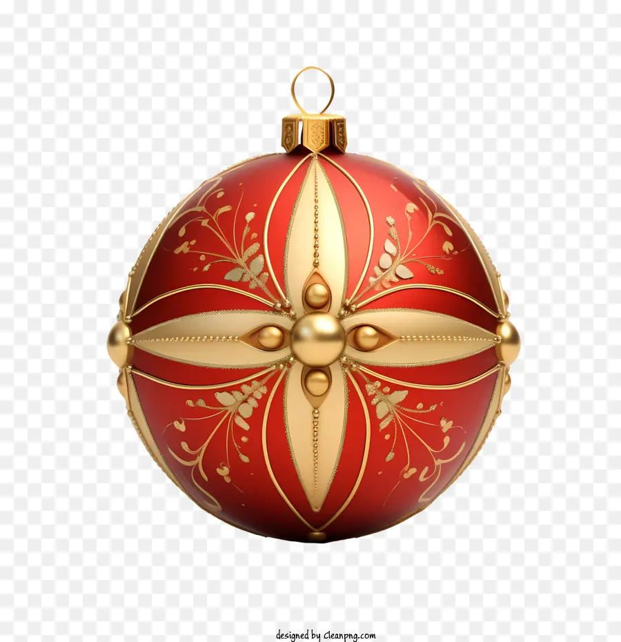 Boule De Noël，Ornement Rouge Et Or PNG