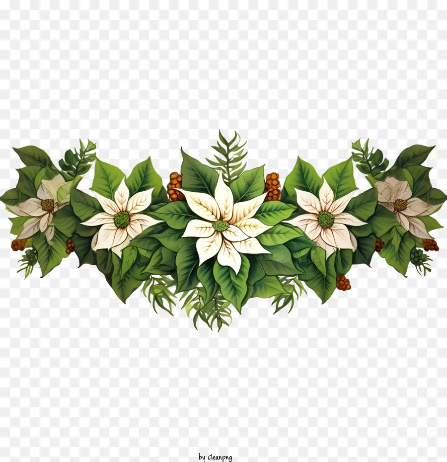 Bordure De Fleur De Poinsettia，Arrangement De Fleurs PNG