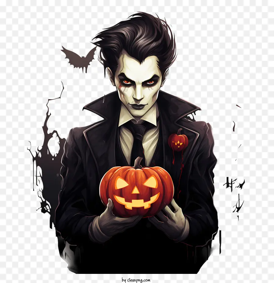 Vampire Et Citrouille，Vampire Avec Citrouille PNG