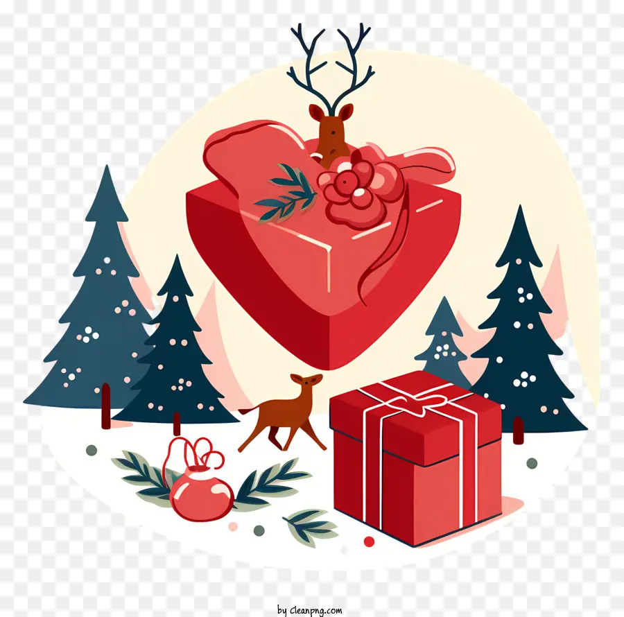 Cadeau De Noël，Rouge Boîte Cadeau PNG