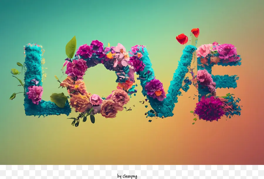 L'amour Word Art，Fleurs PNG