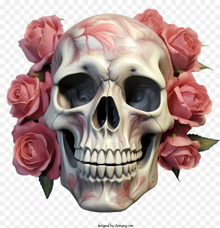 Crâne Rose，Crâne Avec Des Roses PNG