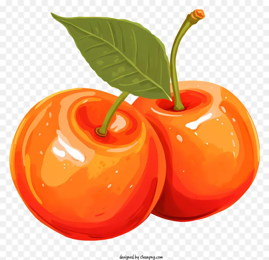 L'orange Bien Mûre，Feuilles Vertes PNG