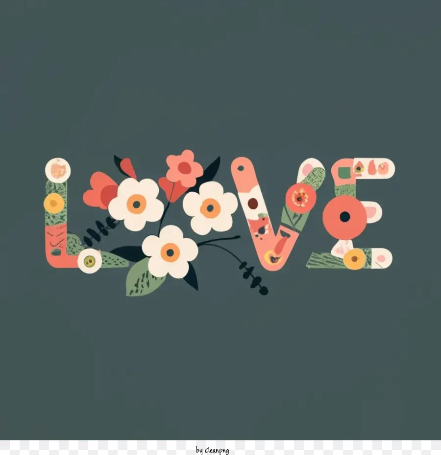 L'amour Word Art，Fleurs PNG