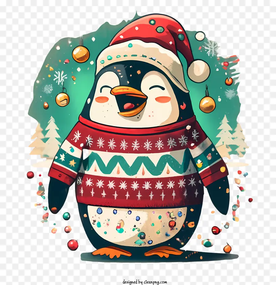 Pingouin De Noël，Pingouin En Pull De Noël PNG