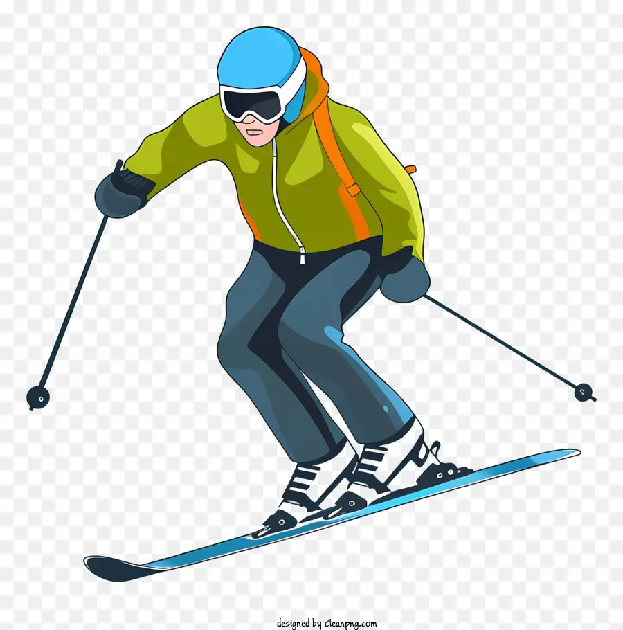 Dessin Animé Ski，Skier Sur Une Montagne PNG