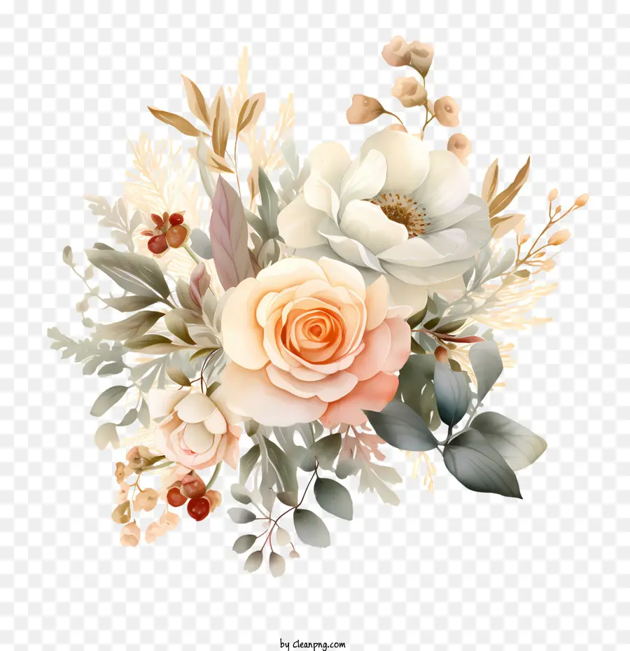 Art Floral De Mariage，Bouquet Fleuri PNG