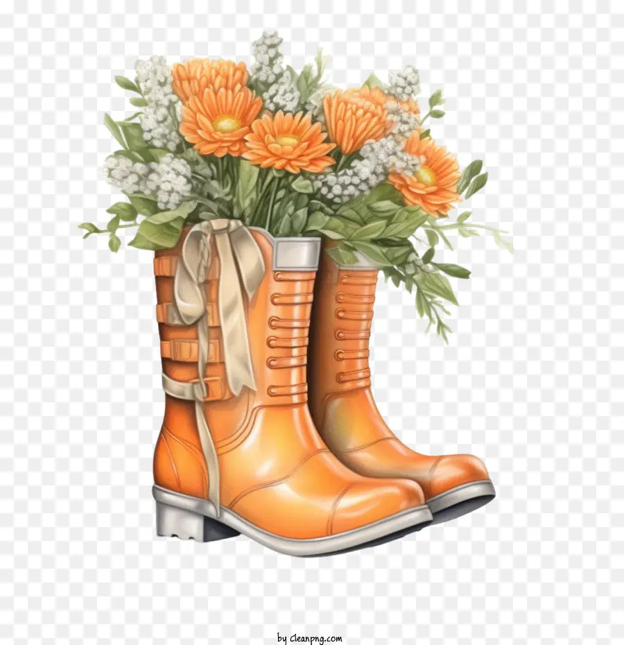 Bottes En Caoutchouc，Bottes à Fleurs PNG