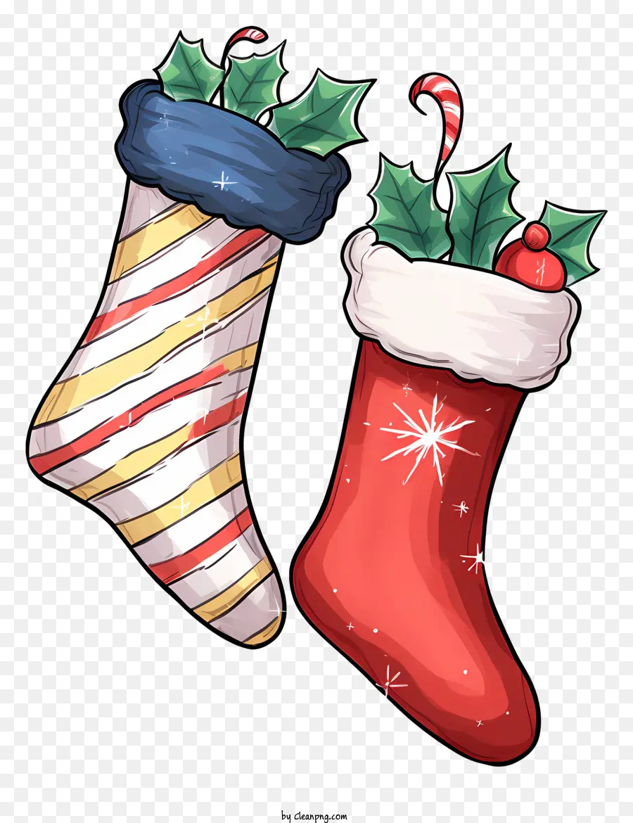 Chaussettes De Noël，Chaussettes De Canne à Bonbons PNG