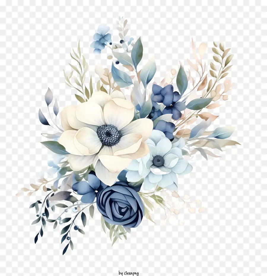 Art Floral De Mariage，Fleurs Bleues PNG