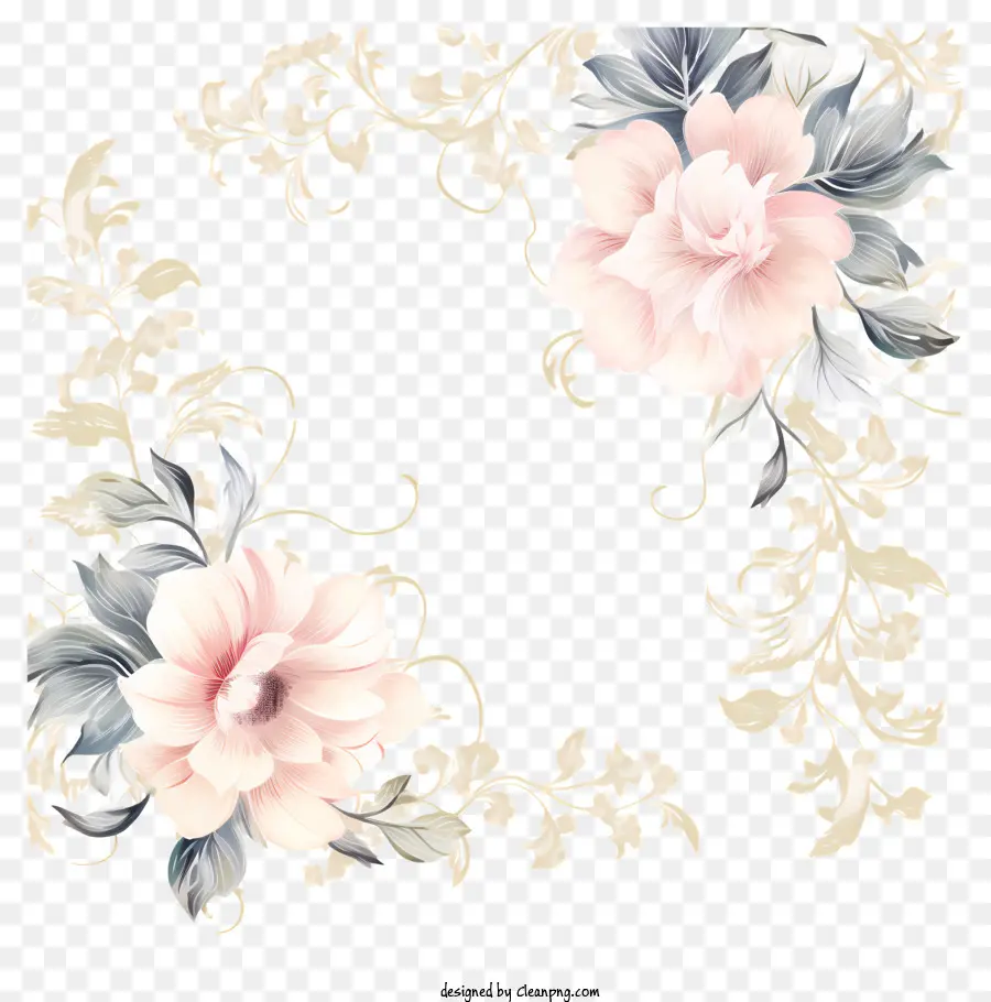 Décorations Florales Vintage，Des Fleurs Et Des Feuilles PNG