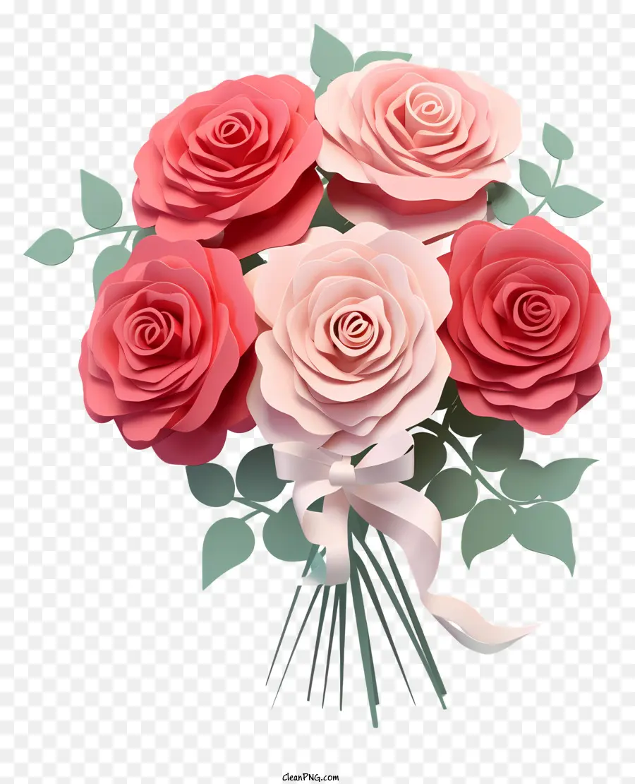 Bouquet De Rose En Papier，Fleurs En Papier Rose PNG