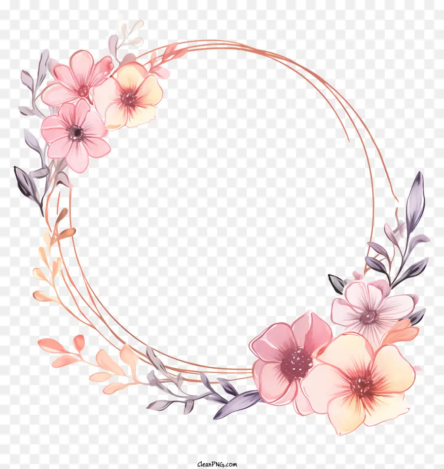 Couronne Ronde，Fleurs Roses PNG