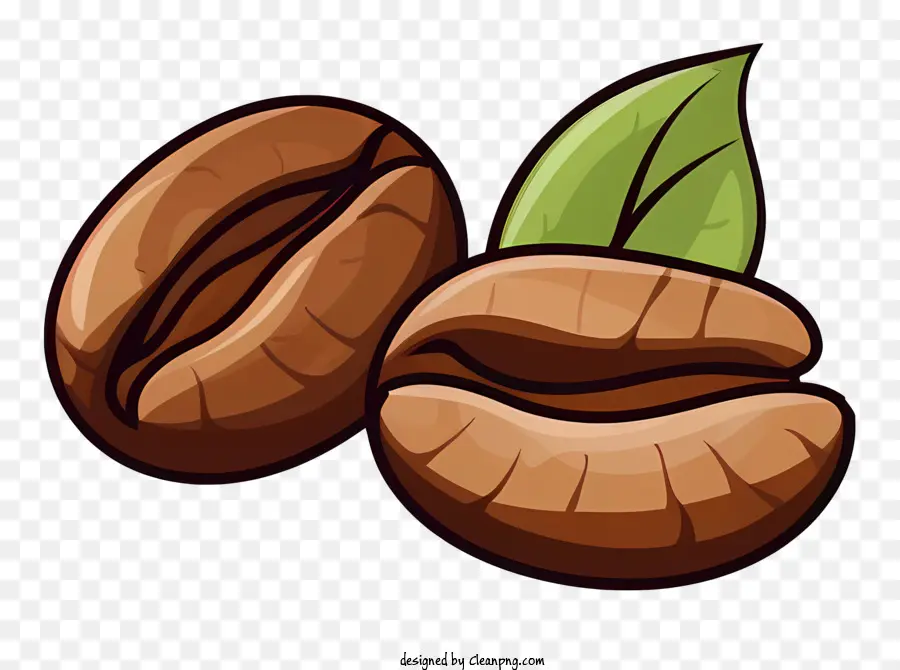 Café En Grains，Grains De Café Et Feuilles PNG