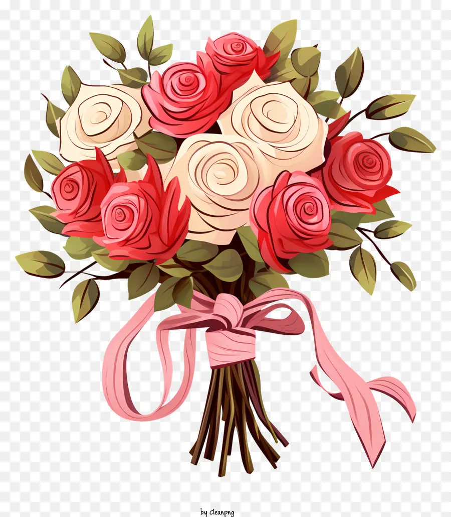 Roses Rouges Et Blanches，Bouquet De Fleurs PNG