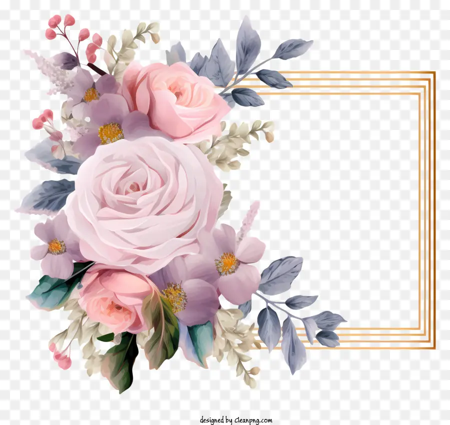 Cadre Floral，Les Roses Roses PNG