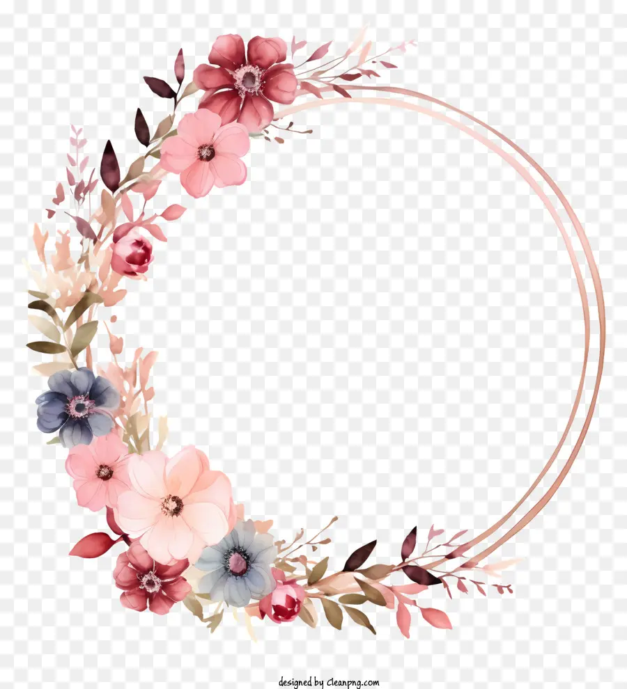 Couronne Florale Aquarelle，Couronne Florale Rose PNG