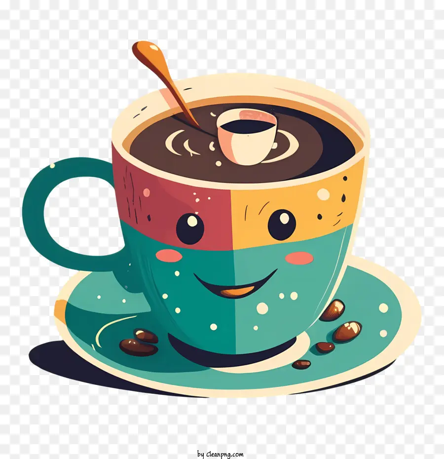 Tasse à Café De Dessin Animé，Tasse à Café Souriante PNG