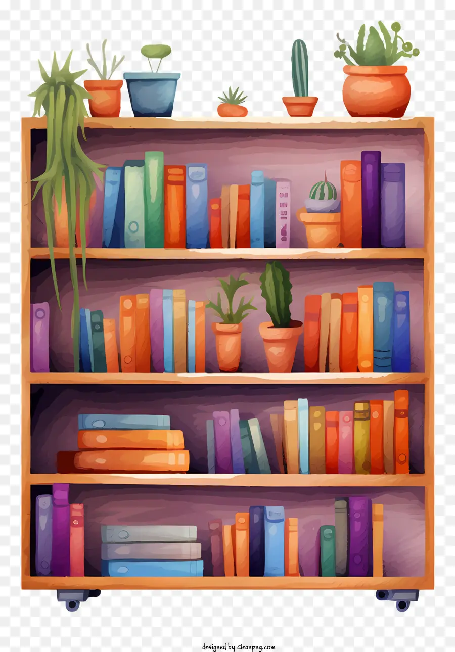 Bibliothèque Avec Plantes，Livres PNG