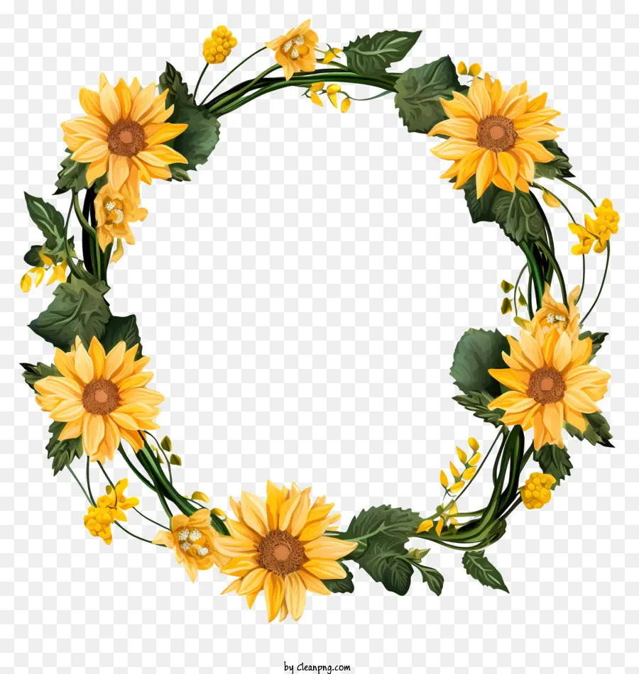 Couronne De Fleurs De Tournesol，Couronne De Fleurs PNG