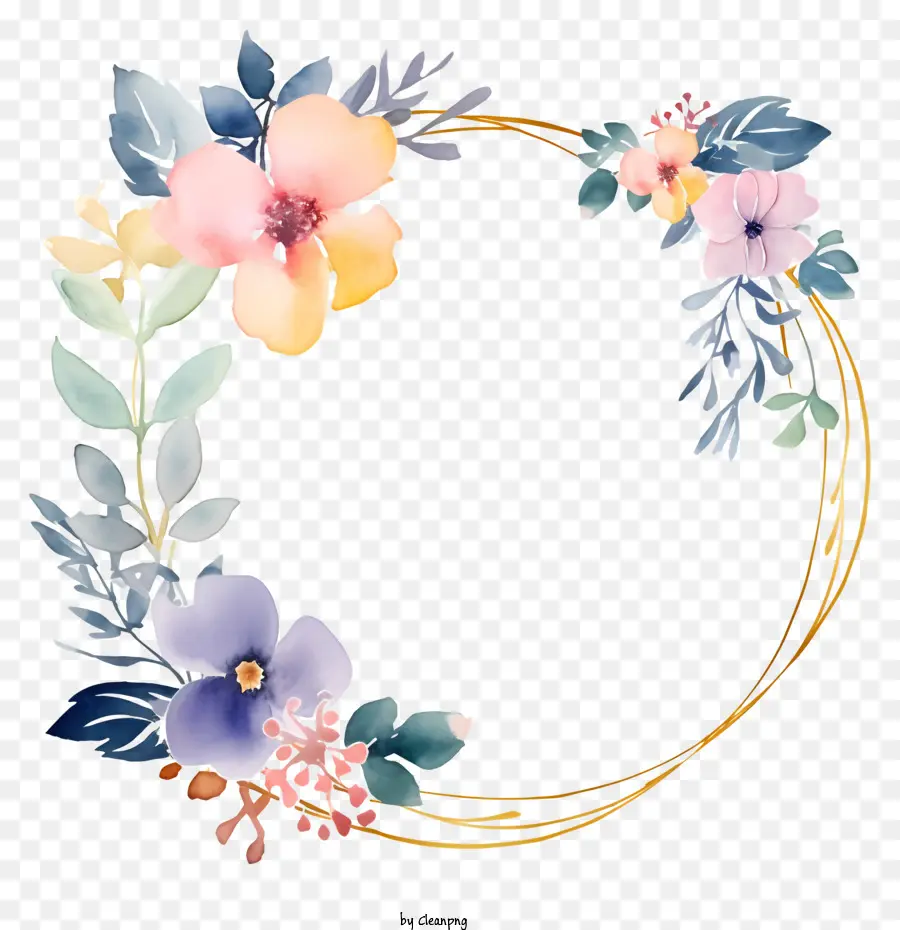 Couronne Florale Aquarelle，Couronne Florale PNG