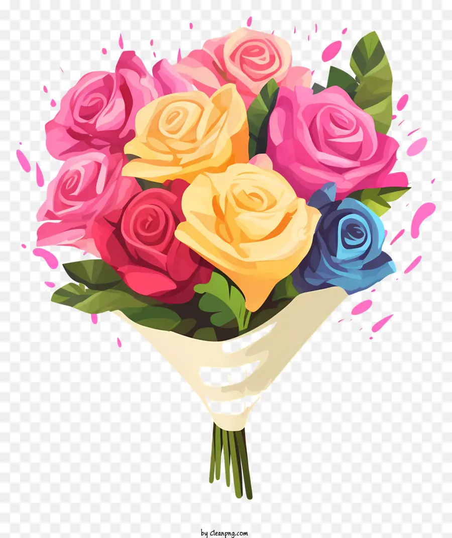 Roses Colorées，Bouquet De Fleurs PNG