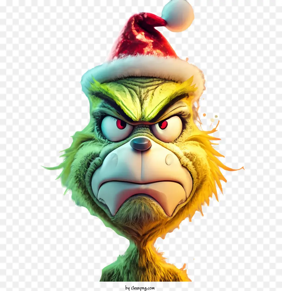 Grinch De Noël，Un Chapeau De Père Noël PNG