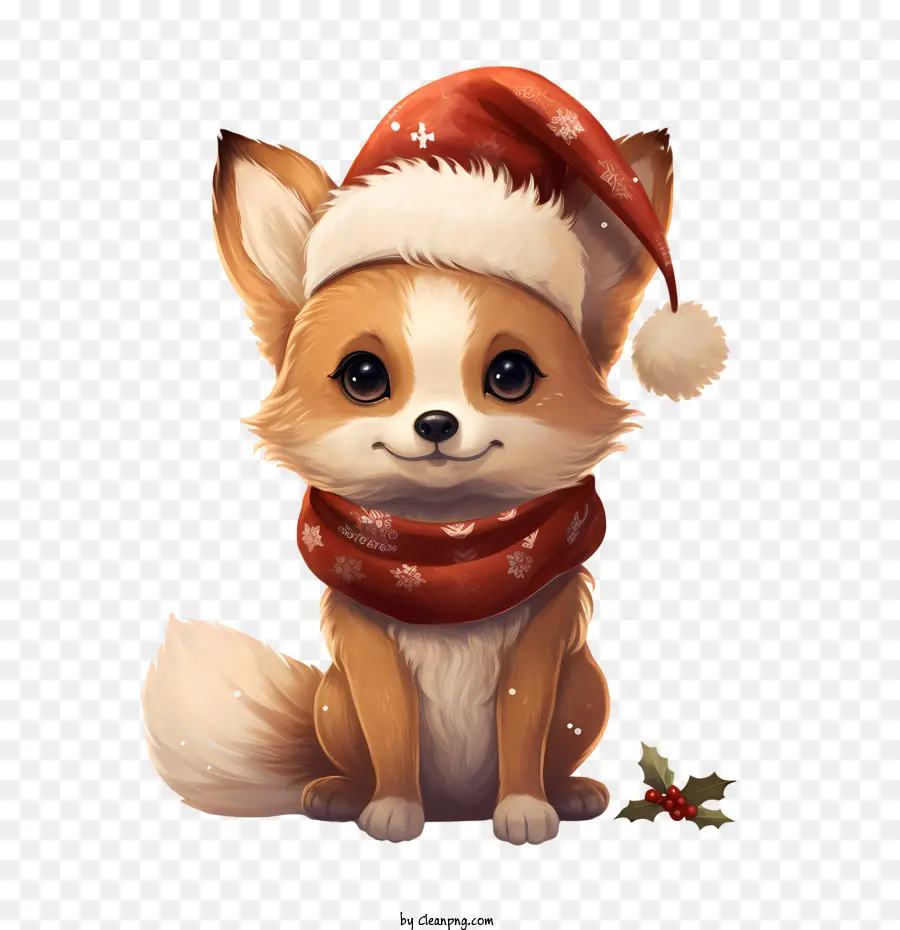 Renard De Noël，Renard Mignon Avec Bonnet De Noel PNG