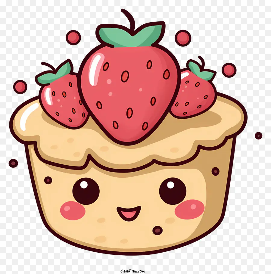 Personnage De Dessin Animé，Cupcake Aux Fraises PNG