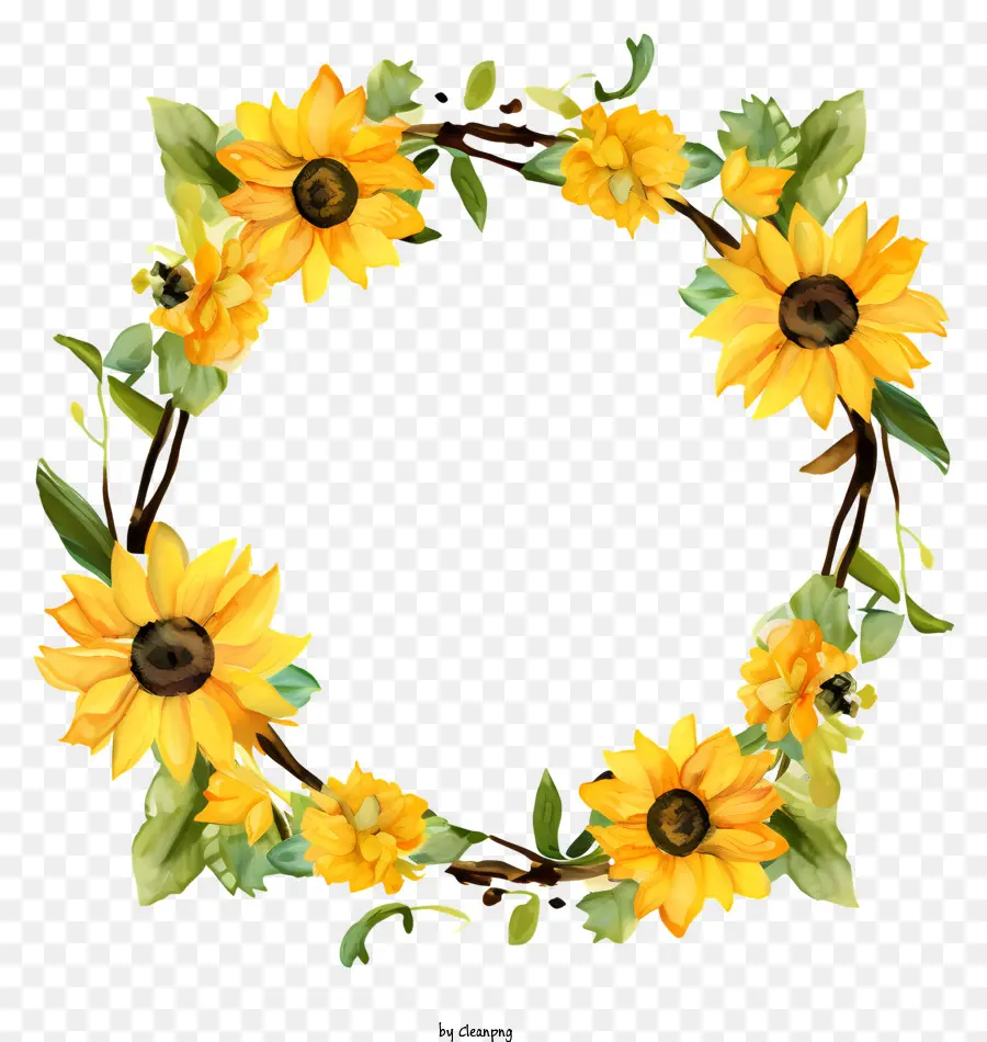 Couronne De Fleurs De Tournesol，Fleurs Jaunes PNG