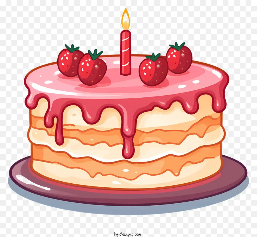 Gâteau D'anniversaire，Glaçage Aux Fraises PNG