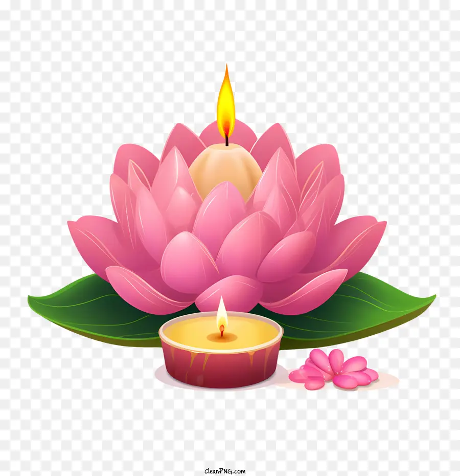 Fleur De Lotus Aux Bougies，Fleur PNG