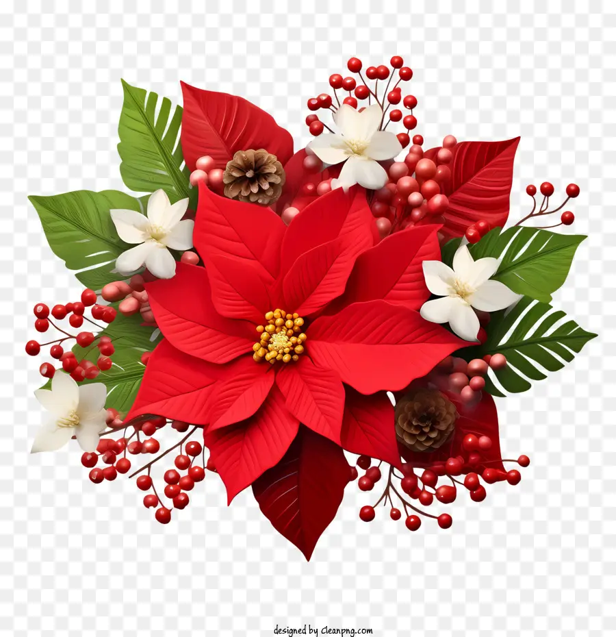 Poinsettia Fleur，Décoration De Noël PNG