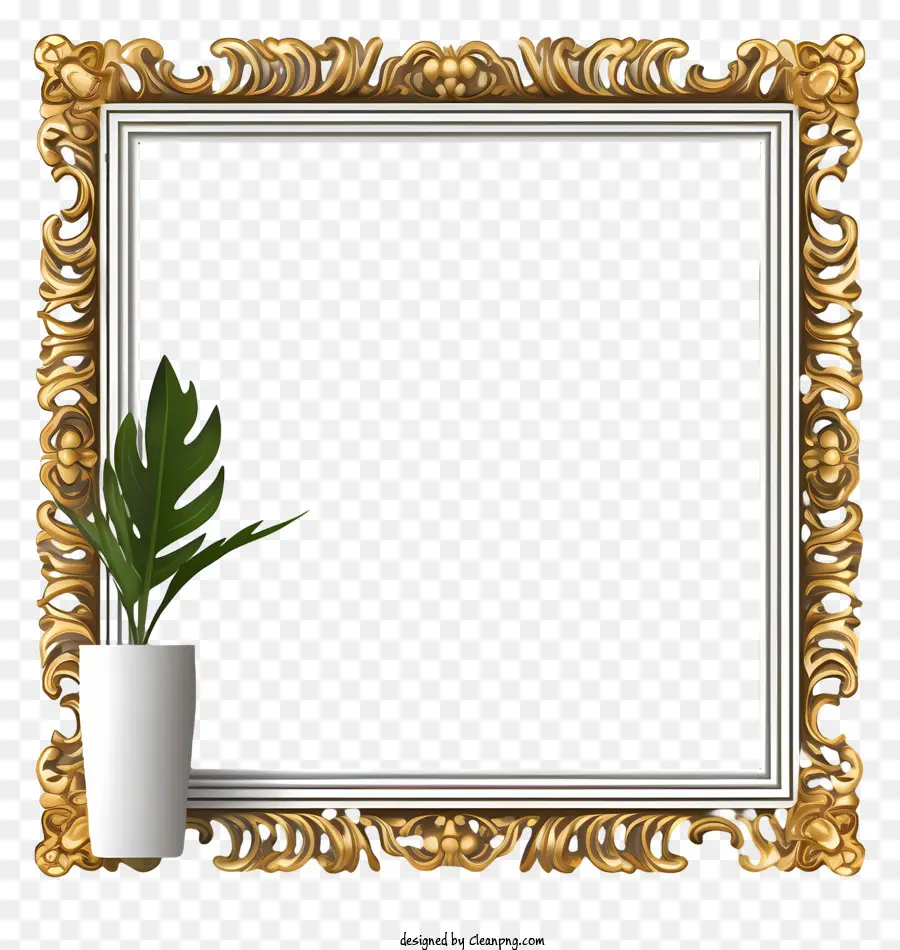 Miroir Encadré D'or，Cadre Doré PNG