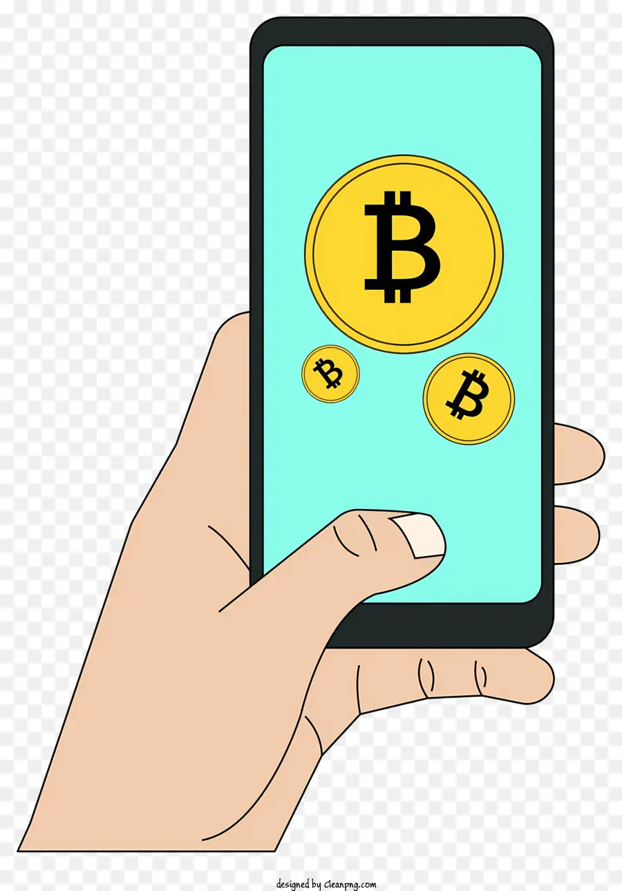 Bitcoin，Main Avec Téléphone PNG