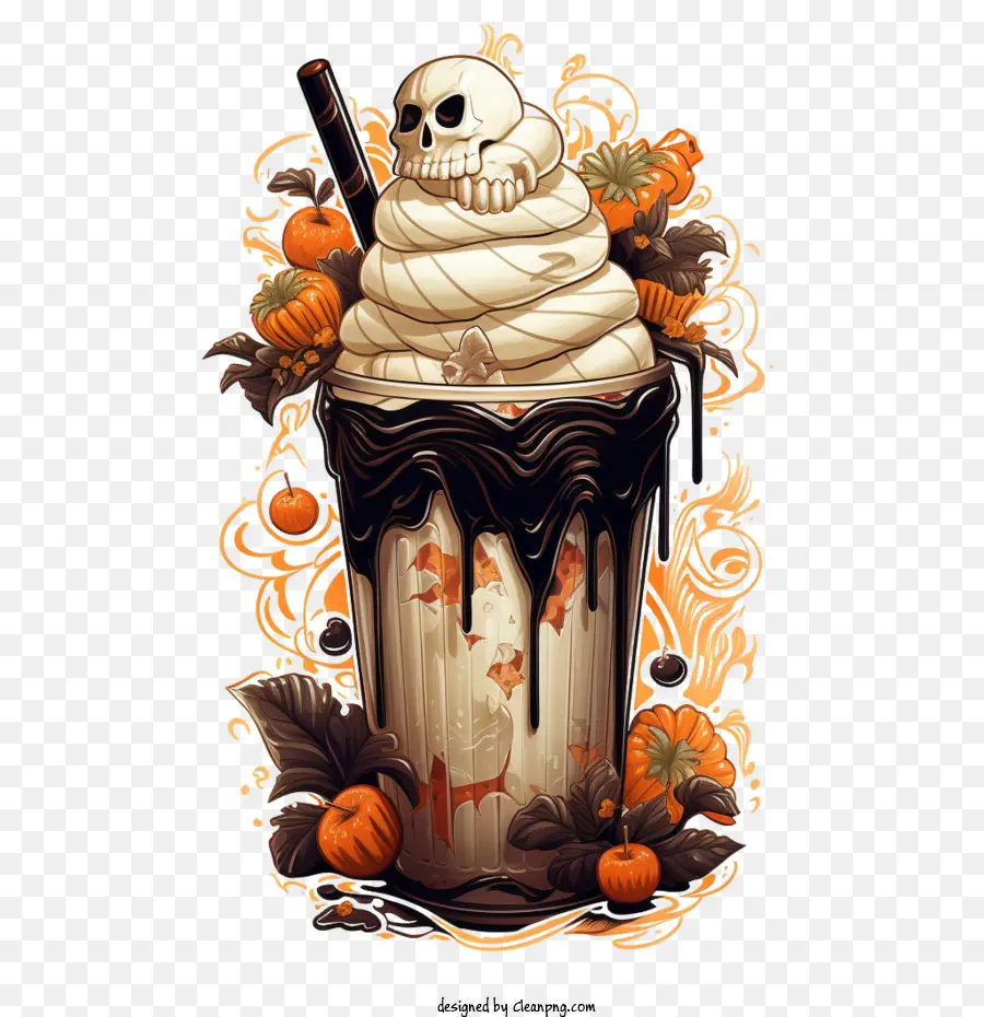 Milk Shake D'halloween，Crâne PNG