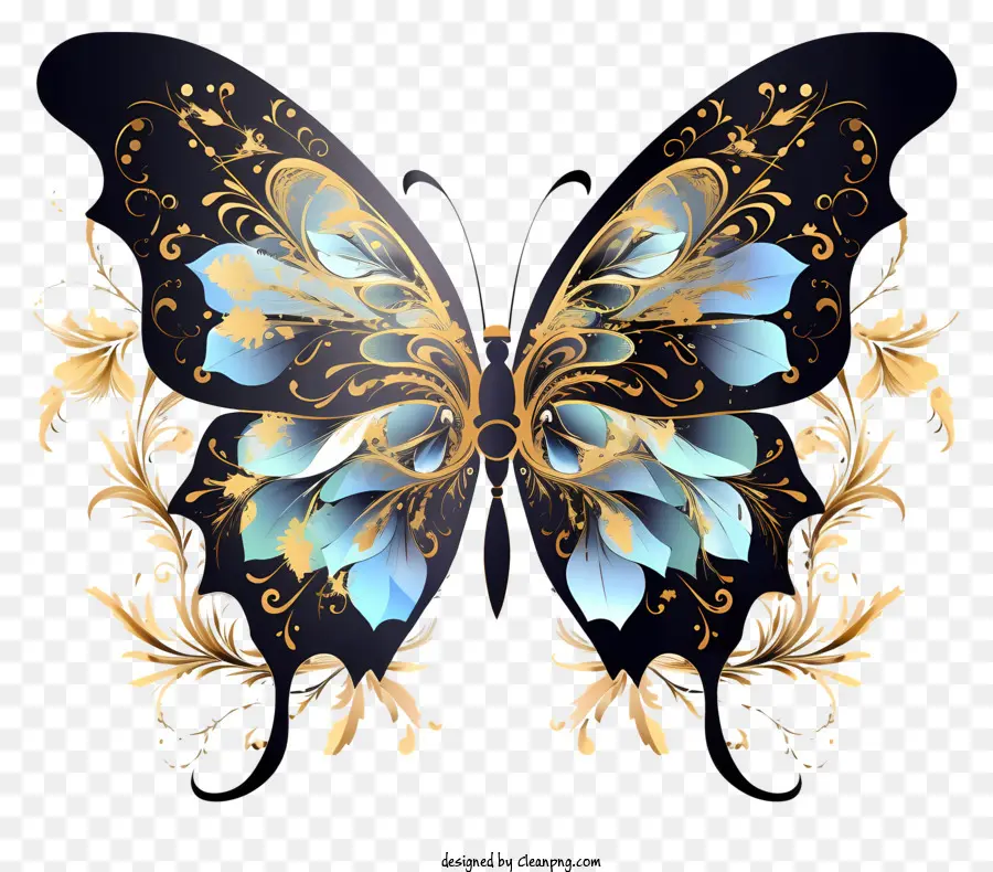 Papillon，Papillon Noir Et Or PNG