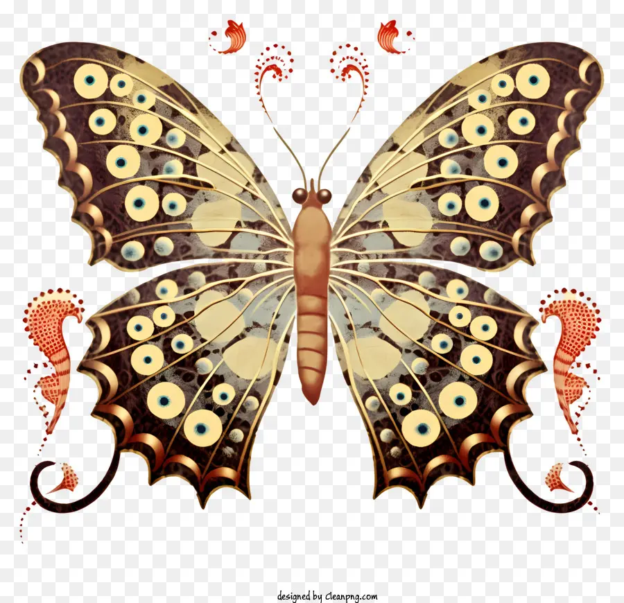 Grand Papillon Brun，Papillons Colorés PNG