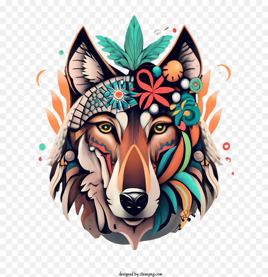 Tête De Loup，Loup Décoratif PNG