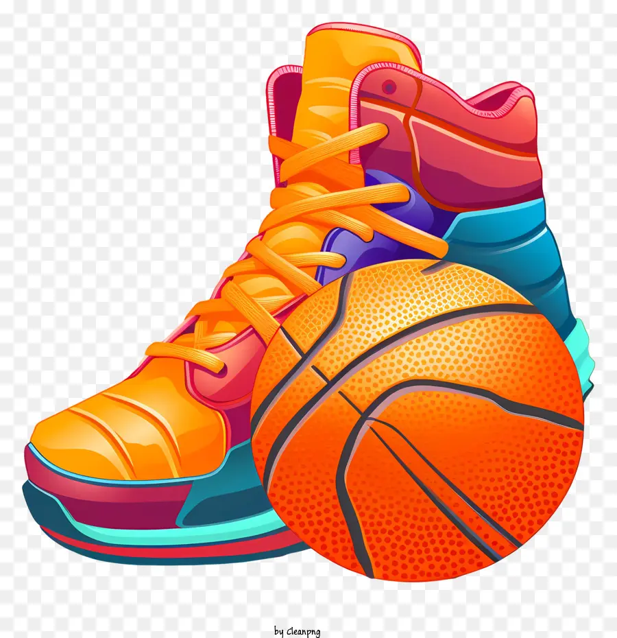 Chaussures De Basket Ball，Design Orange Et Violet PNG