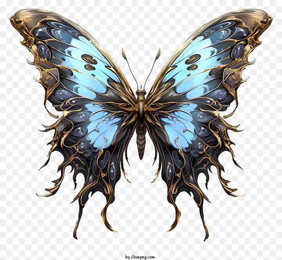 Papillon Bleu，Ailes PNG