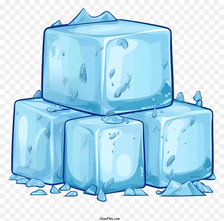 Bleu Des Cubes De Glace，Glaçons Empilés PNG