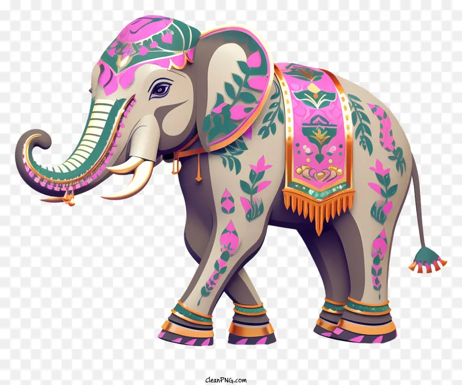 Éléphant En Sari，Éléphant Décoré PNG