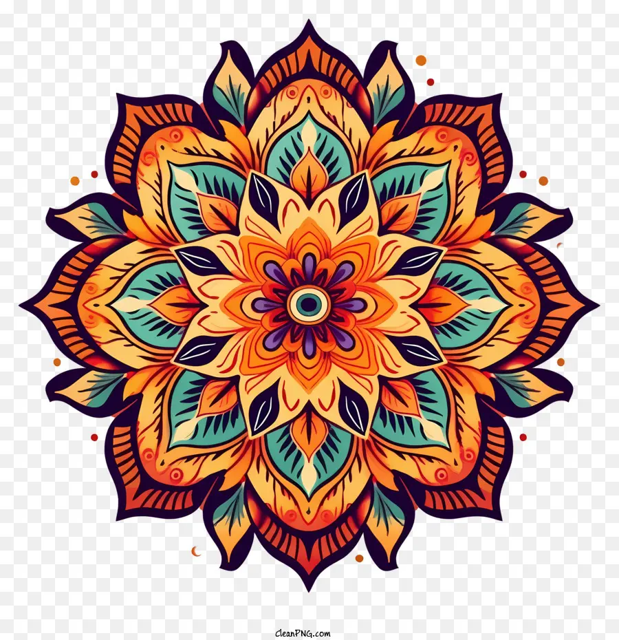 Motif Floral，Mandala Coloré PNG