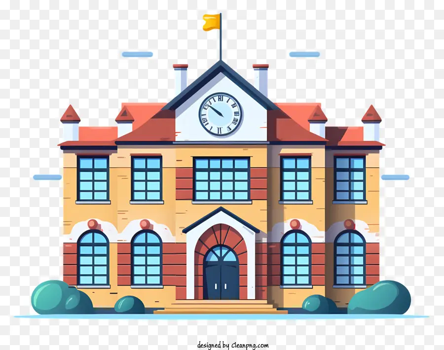 Le Bâtiment De L'école，Horloge PNG